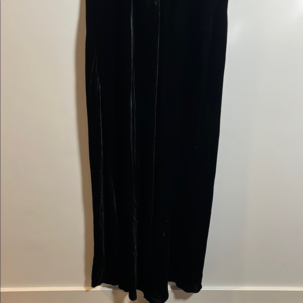 Jill Stuart Elegant Black Long Short Sleeve Velvet Dress - Picture 7 of 7